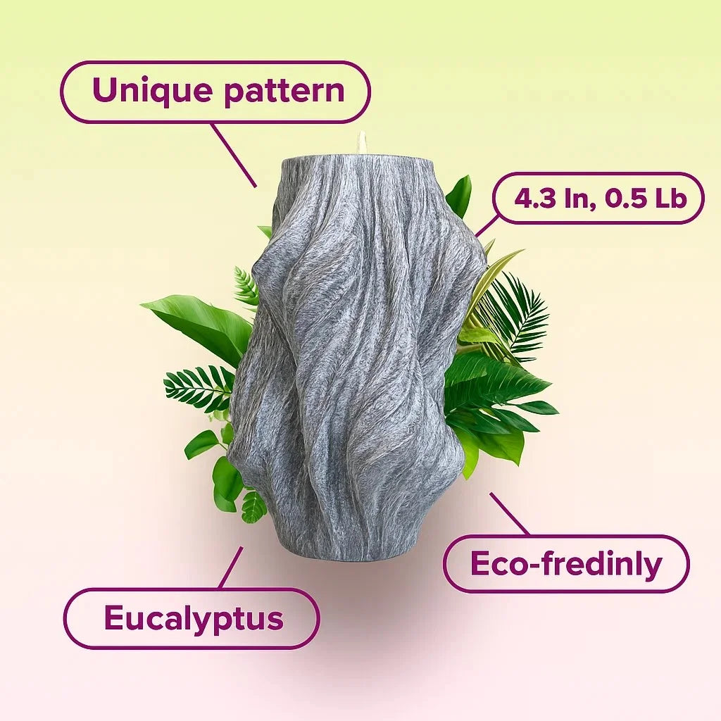 VOSK Handmade Candle - Veil Candle, Wet Stone, Eucalyptus (Large)