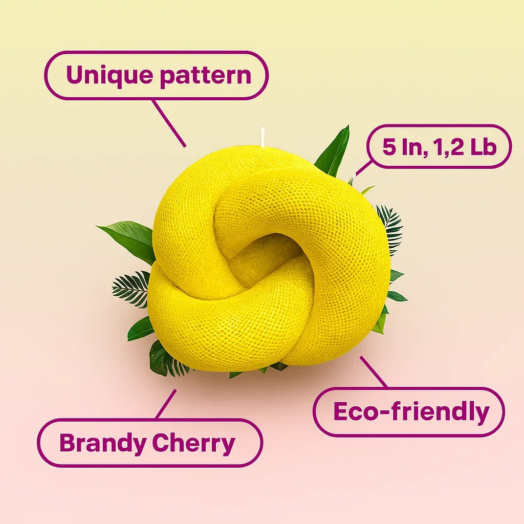 VOSK Handmade Candle - Knot Candle, Yellow Cherry, Brandy Cherry