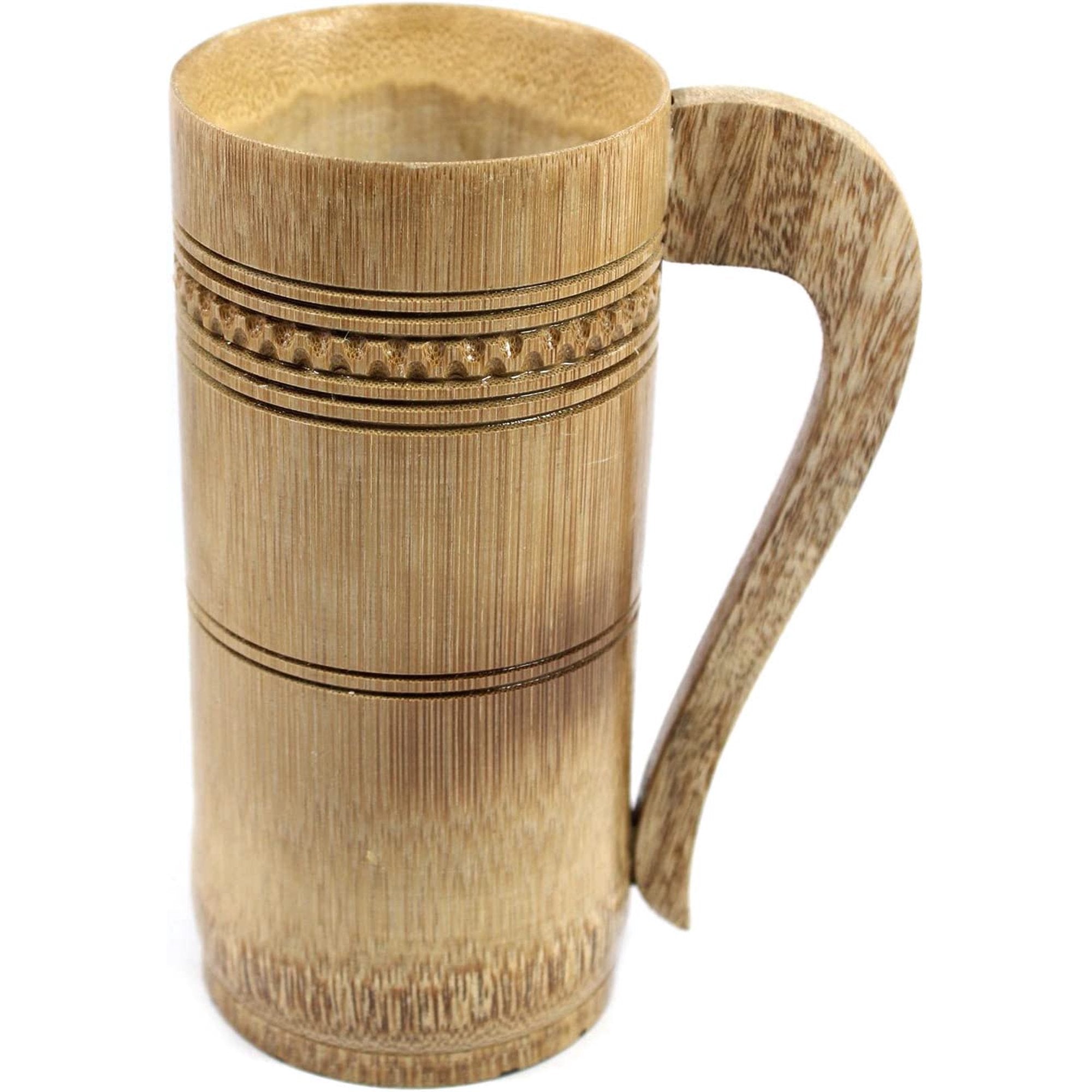 India Meets India Bamboo Beer Mug 6" Inch Beer Mugs Set of 6 Piece Handicraft by Awarded Indian Artisan
