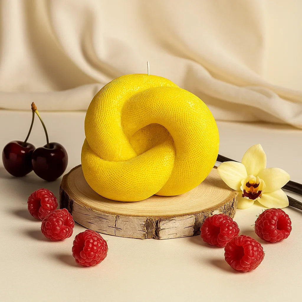 VOSK Handmade Candle - Knot Candle, Yellow Cherry, Brandy Cherry