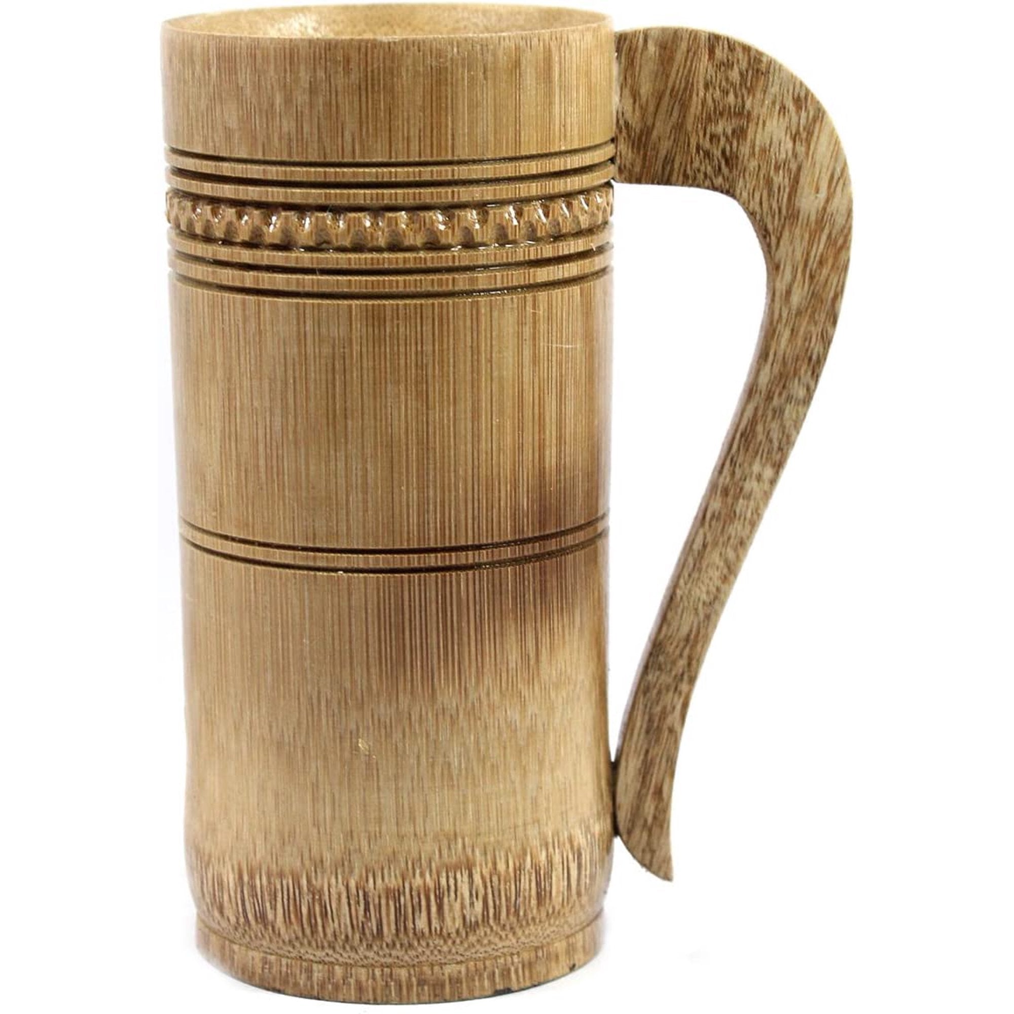 India Meets India Bamboo Beer Mug 6" Inch Beer Mugs Set of 6 Piece Handicraft by Awarded Indian Artisan