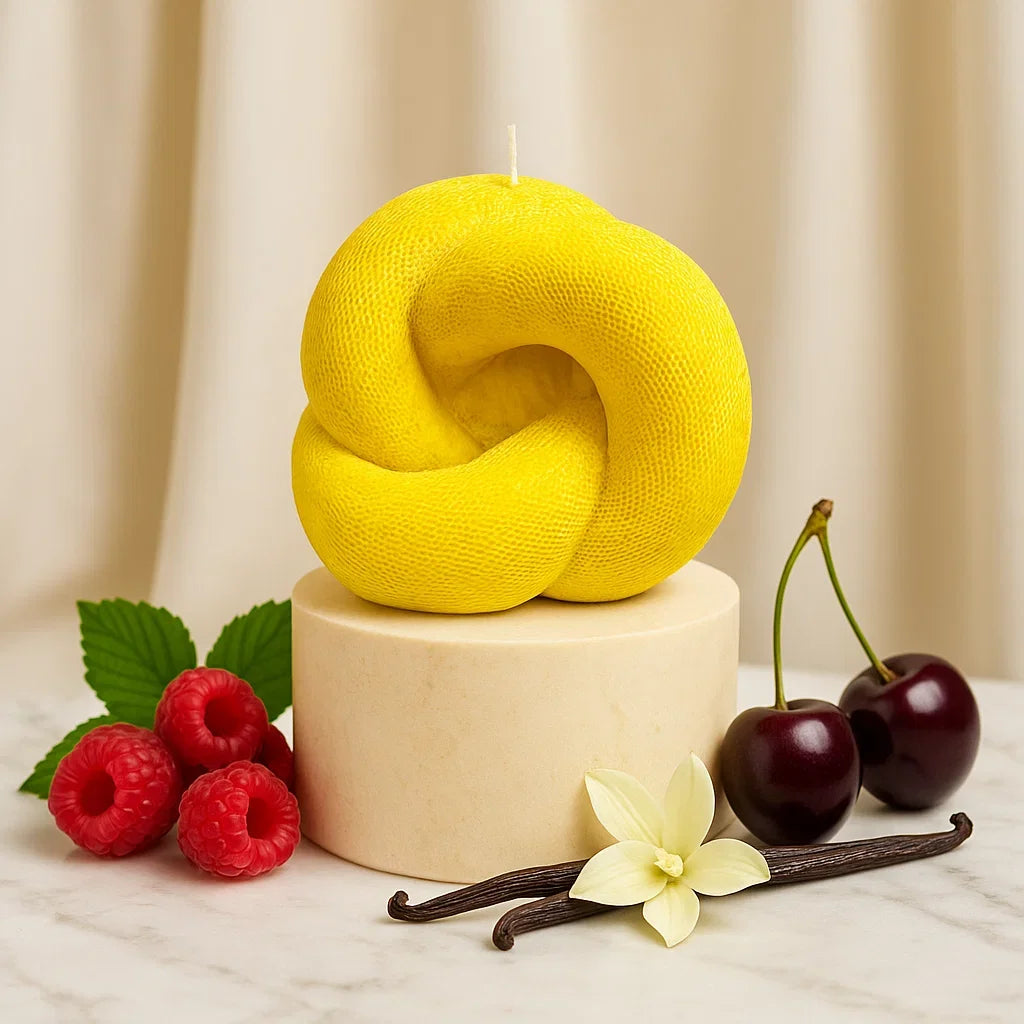 VOSK Handmade Candle - Knot Candle, Yellow Cherry, Brandy Cherry